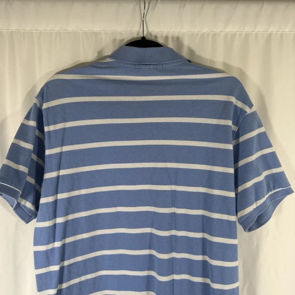 Polo Ralph Lauren Polo Shirt Mens XL Blue Striped Short Sleeve Custom Fit Cotton